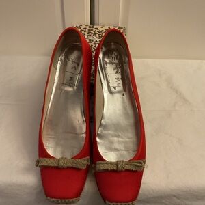 French Sole Red Women's Shoes with Bow Detail